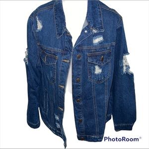 Distressed denim jacket XL BNWOT